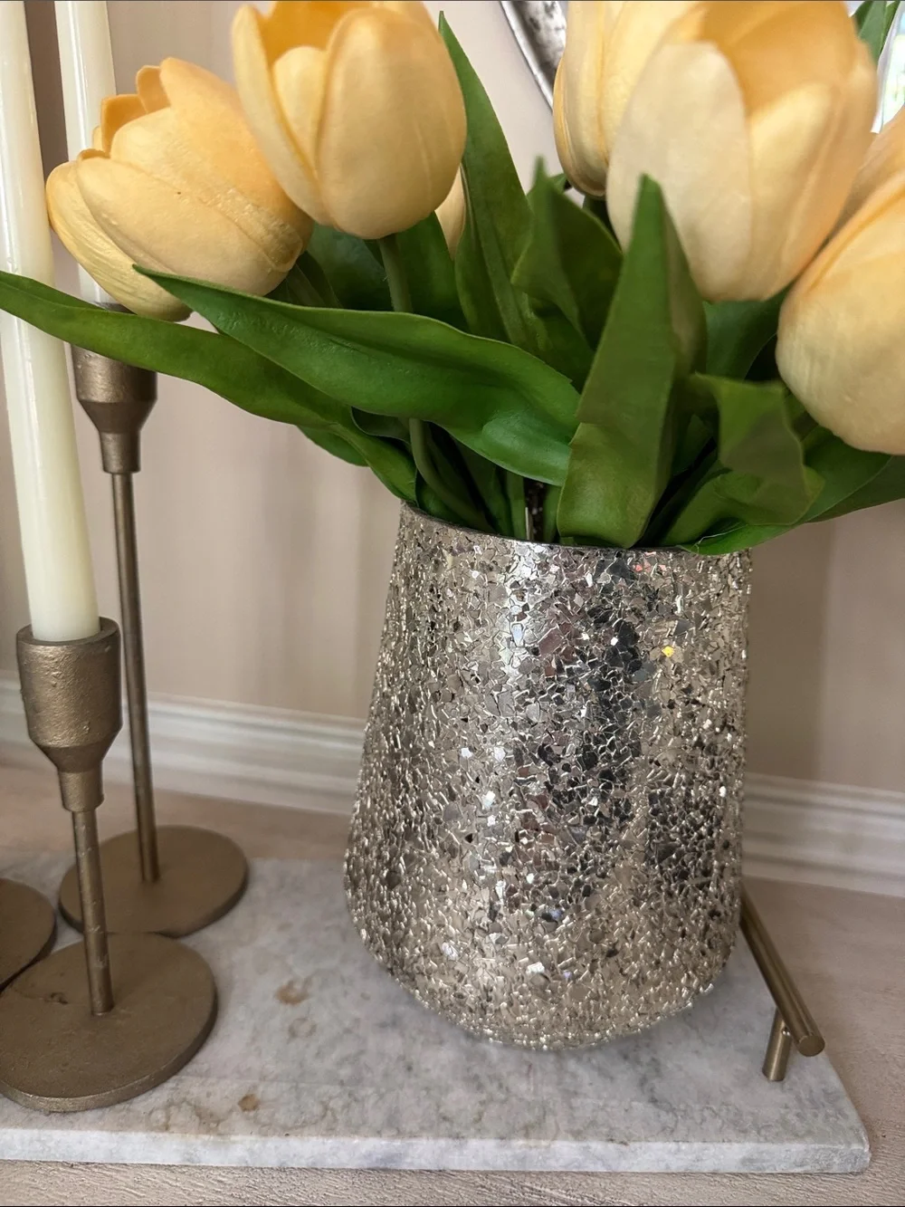 Gold Mosaic crushed mirror Vase